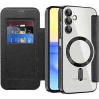 Custodia MagSafe per Samsung Galaxy A15 5G A156 / A15 A155, Techsuit, SmartMag Book, Nera — 3