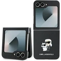 Custodia per Samsung Galaxy Z Flip7 FE F761 / Z Flip6 F741, Karl Lagerfeld, Saffiano Karl & Choupette Metal, Nera — 3