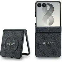 Custodia MagSafe per Samsung Galaxy Z Flip8 F776, Guess, 4G Leather Classic, Nera