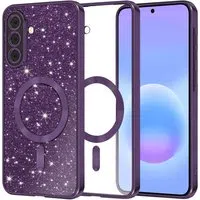 Custodia MagSafe per Samsung Galaxy A57 5G, Techsuit, Luxury Glitter, Viola Scuro — 3