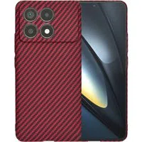 Custodia per Xiaomi Poco F6 Pro, Techsuit, Carbonite FiberShell, Rossa — 3