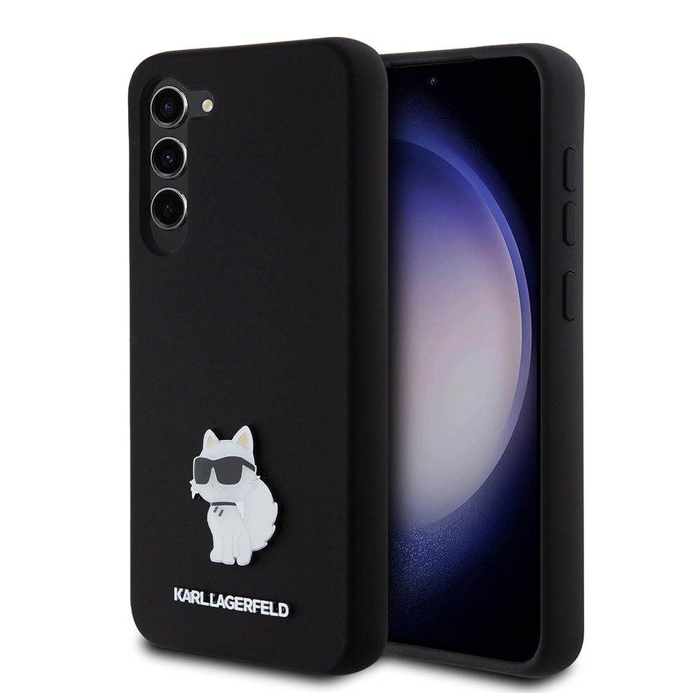 Karl Lagerfeld Custodia per Samsung Galaxy S23+ S916, Karl Lagerfeld, Silicone Choupette Metal, Nera