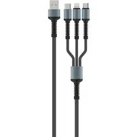 Cavo di ricarica USB-A - Lightning / microUSB / USB-C ColorWay CW-CBU3003, 20W, 1.2m, Grigio — 3