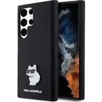 Custodia per Samsung Galaxy S23 Ultra S918, Karl Lagerfeld, Silicone Choupette Metal, Nera — 3