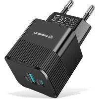 Caricabatterie Rete Techsuit CHPD216 Tiny, 25W, 3A, 1 x USB-A - 1 x USB-C, Nero — 3