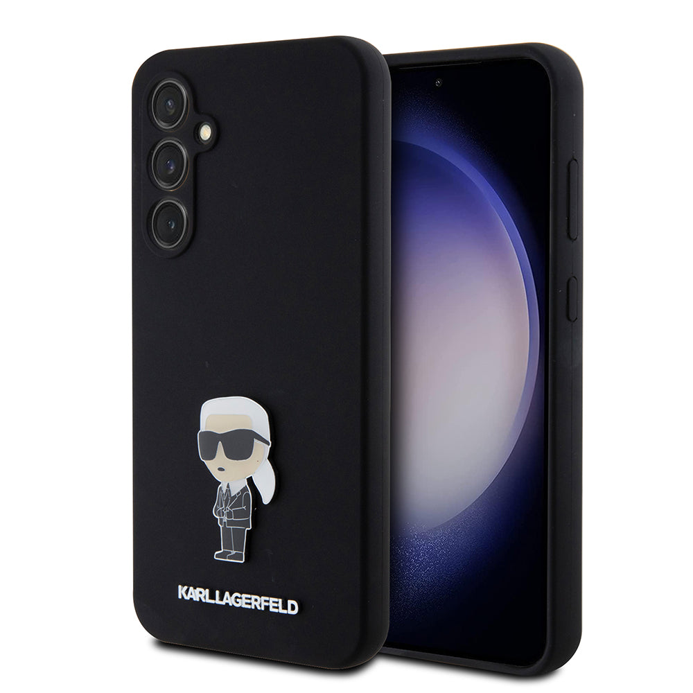 Karl Lagerfeld Custodia per Samsung Galaxy S23 FE S711, Karl Lagerfeld, Silicone Ikonik Karl Metal, Nera