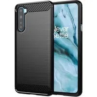 Custodia per OnePlus Nord, Techsuit, Carbonio, Nera — 3