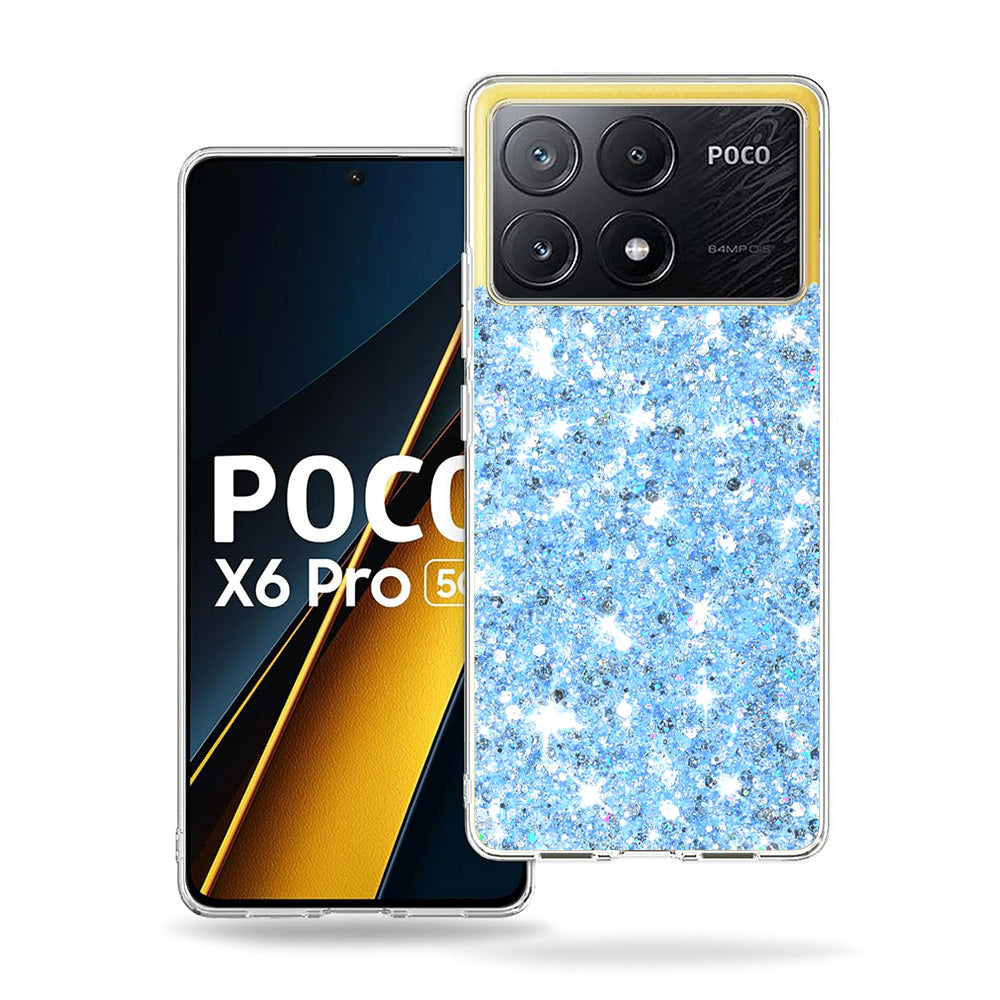 Custodia per Xiaomi Poco X6 Pro, Techsuit, Sparkly Glitter, Blu