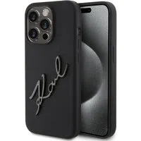 Custodia per Apple iPhone 15 Pro, Karl Lagerfeld, Silicone Karl Script, Nera — 3