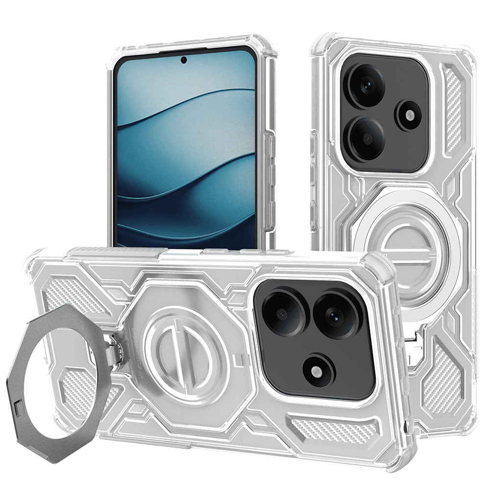 Custodia per Xiaomi Redmi Note 14 5G, Techsuit, Carbon Shield Pro, Bianca