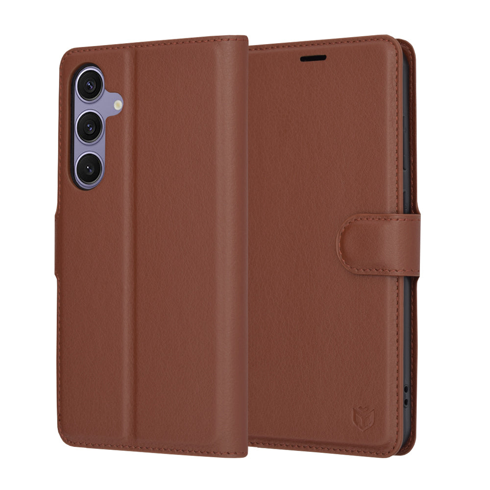 Techsuit Custodia per Samsung Galaxy S24+ S926, Techsuit, Leather Folio, Marrone