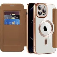 Custodia MagSafe per Apple iPhone 12 Pro, Techsuit, SmartMag Book, Marrone — 3