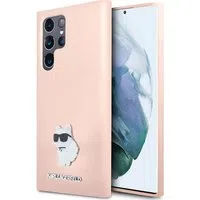 Custodia per Samsung Galaxy S23 Ultra S918, Karl Lagerfeld, Silicone Choupette Metal, Rosa — 3