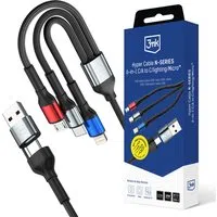 Cavo di Ricarica USB-A / USB-C - Lightning / microUSB / USB-C 3MK Hyper N, 18W, 1.2m, Nero — 3