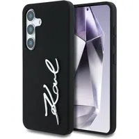 Custodia per Samsung Galaxy S25 S931, Karl Lagerfeld, Silicone Sign Metal Logo, Nera — 3