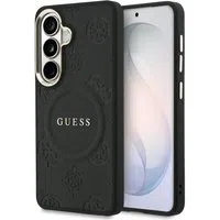 Custodia MagSafe per Samsung Galaxy S26 Plus S947, GUESS, Saffiano Peony Embossed Ring, Nera — 3