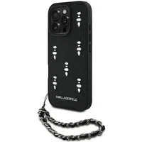 Custodia per Apple iPhone 16 Pro Max, Karl Lagerfeld, Saffiano Crystals & Charm, Nera — 3