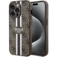 Custodia MagSafe per Apple iPhone 15 Pro, Guess, 4G Printed Stripes, Marrone — 3