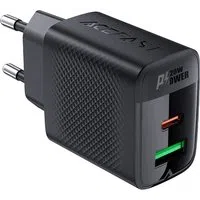Caricabatterie Rete Acefast A78, 20W, 3A, 1 x USB-A - 1 x USB-C, Nero — 3