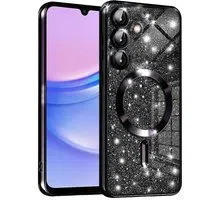 Custodia MagSafe per Samsung Galaxy A15 5G A156 / A15 A155, Techsuit, Luxury Glitter, Nera — 3