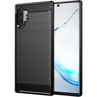Custodia per Samsung Galaxy Note 10+ 5G N976 / Note 10+ N975, Techsuit, Carbonio, Nera — 3