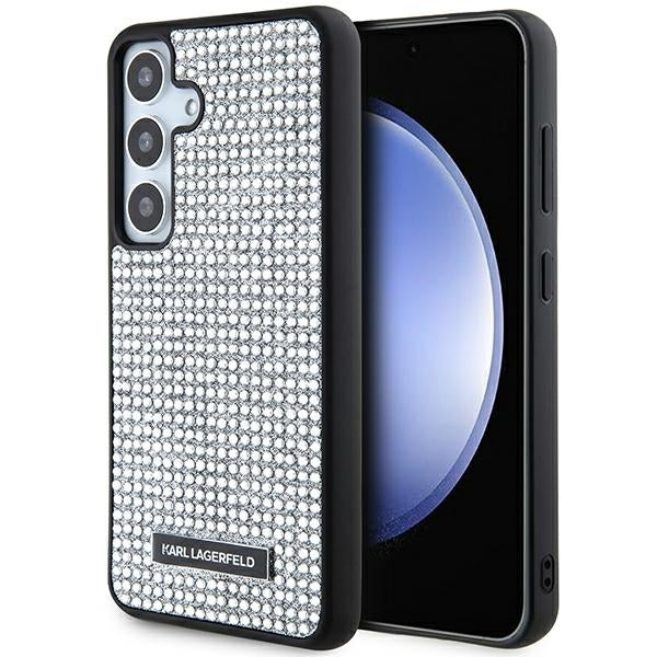 Karl Lagerfeld Custodia per Samsung Galaxy S24 S921, Karl Lagerfeld, Rhinestone Metal Plate, Argento