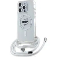 Custodia MagSafe per Apple iPhone 14 Pro, Karl Lagerfeld, IML Crossbody Choupette's Head with Strap, Trasparente — 3