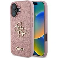 Custodia per Apple iPhone 16, Guess, Fixed Glitter Big 4G, Rosa — 3