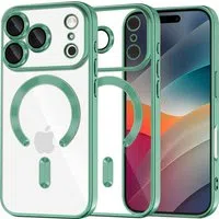 Custodia MagSafe per Apple iPhone 17 Pro Max, Techsuit, Luxury Crystal, Verde Chiaro — 3