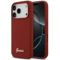 Custodia MagSafe per Apple iPhone 17 Pro, Guess, Script Metal Logo, Rossa — 3