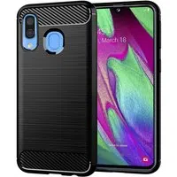 Custodia per Samsung Galaxy A40 A405, Techsuit, Carbonio, Nera — 3