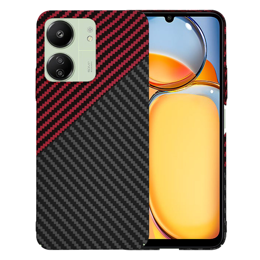 Custodia per Xiaomi Redmi 13C 5G / 13C / Poco C65, Techsuit, Carbonite FiberShell, Nero Rosso