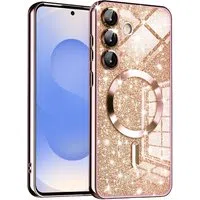 Custodia MagSafe per Samsung Galaxy S25 S931, Techsuit, Luxury Glitter, Rosa Oro — 3