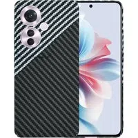 Custodia per Oppo Reno11 F, Techsuit, Carbonite FiberShell, Nero Grigio — 3