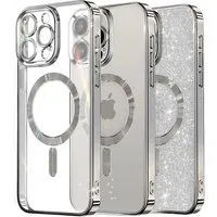 Custodia MagSafe per Apple iPhone 12 Pro, Techsuit, Luxury Glitter, Argento — 3