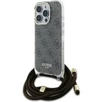 Custodia per Apple iPhone 16 Pro, Guess, Crossbody Cord 4G Print, Marrone — 3