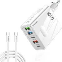Caricabatterie Rete con Cavo USB-C Techsuit CHC1 PentaXPower, 25W, 3A, 3 x USB-A - 2 x USB-C, Bianco — 3