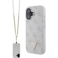 Custodia per Apple iPhone 16, Guess, Crossbody 4G Triangle Strass, Rosa — 3