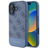 Custodia per Apple iPhone 16, Guess, 4G Bottom Stripe, Blu — 3