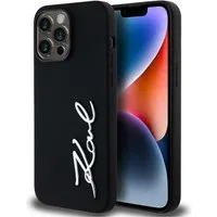 Custodia per Apple iPhone 14 Pro Max, Karl Lagerfeld, Silicone Script, Nera — 3
