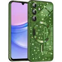 Custodia MagSafe per Samsung Galaxy A15 5G A156 / A15 A155, Techsuit, Luxury Glitter, Verde Scuro — 3