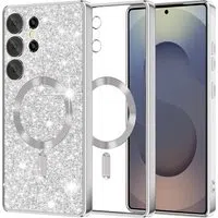 Custodia MagSafe per Samsung Galaxy S25 Ultra S938, Techsuit, Luxury Glitter, Argento