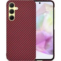 Custodia per Samsung Galaxy A35 5G A356, Techsuit, Carbonite FiberShell, Rossa — 3