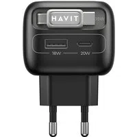 Caricabatterie da Rete con Cavo USB-C HAVIT UC251, 35W, 3A, 1 x USB-A - 1 x USB-C, Nero Grigio — 3