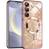 Custodia MagSafe per Samsung Galaxy S24 S921, Techsuit, Luxury Glitter, Rosa Dorato — 3