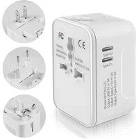 Caricabatterie da Rete Techsuit HHT202-2C Travel, 15W, 3A, 2 x USB-C, Bianco — 3