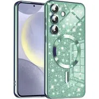 Custodia MagSafe per Samsung Galaxy S24 S921, Techsuit, Luxury Glitter, Verde Chiaro — 3