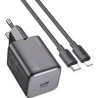 Caricatore di rete con cavo Lightning HOCO N40, 20W, 3A, 1 x USB-C, nero — 2