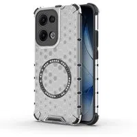 Custodia MagSafe per Oppo Reno13, Techsuit, HoneyComb Shield, Bianca — 3