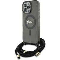Custodia MagSafe per Apple iPhone 16 Pro, Guess, IML Crossbody Cord Script, Nera — 3